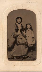 Unidentified tintype of woman and child, ca. 1865; digital image 2012, privately held by Melanie Frick, 2013.
