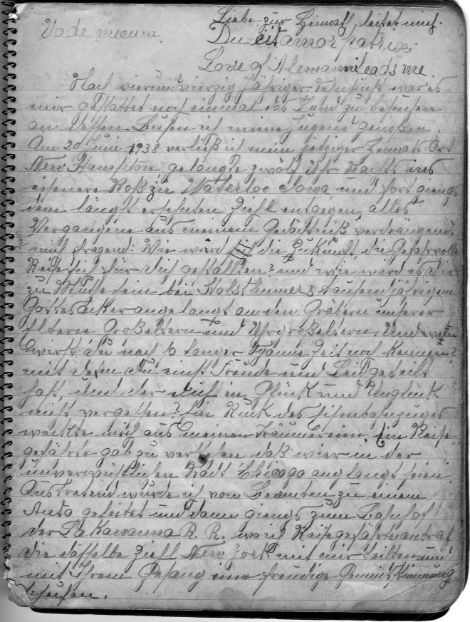 Noehl, Mathias. “Memoirs.” MS. New Hampton, Iowa, ca. 1938-1950. Privately held by Melanie Frick. Note: Excerpts from an unpaginated German to English translation. Information about the translator and date of translation to come at a future date.
